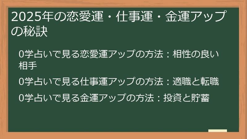 2025年の恋愛運・仕事運・金運アップの秘訣