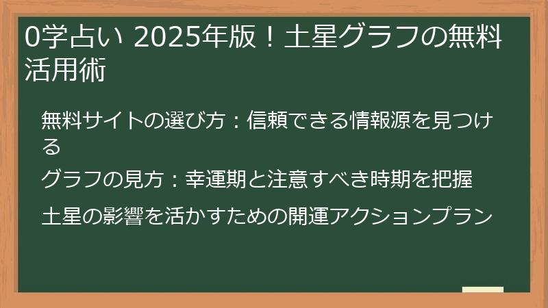 0学占い 2025年版！土星グラフの無料活用術