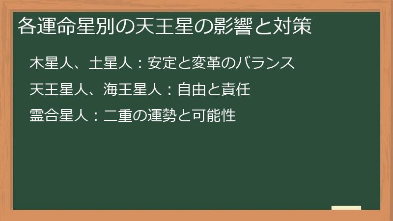 各運命星別の天王星の影響と対策