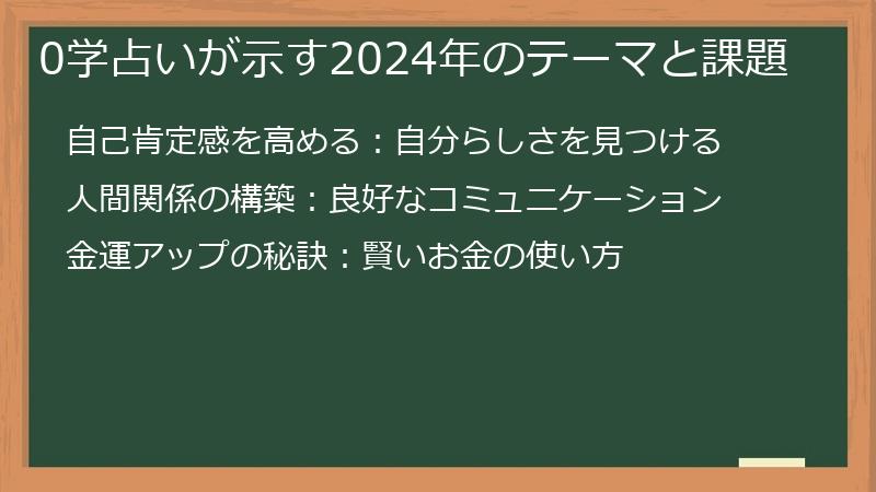 0学占いが示す2024年のテーマと課題