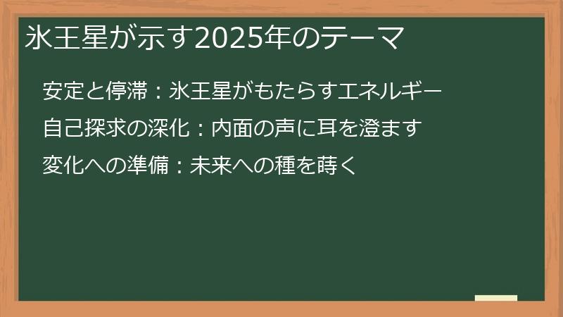 氷王星が示す2025年のテーマ