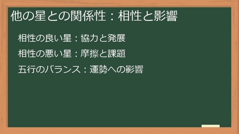 他の星との関係性：相性と影響