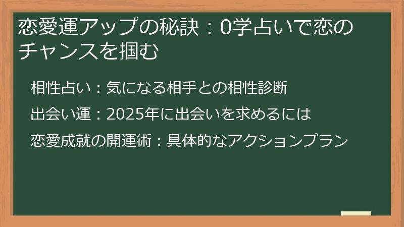 恋愛運アップの秘訣：0学占いで恋のチャンスを掴む