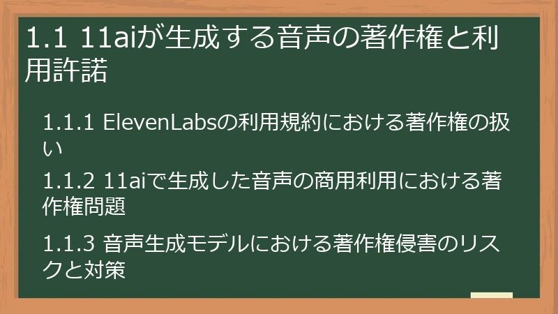 1.1 11aiが生成する音声の著作権と利用許諾
