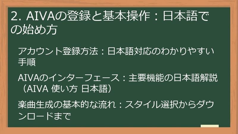 2. AIVAの登録と基本操作:日本語での始め方