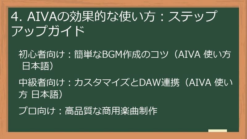 4. AIVAの効果的な使い方:ステップアップガイド