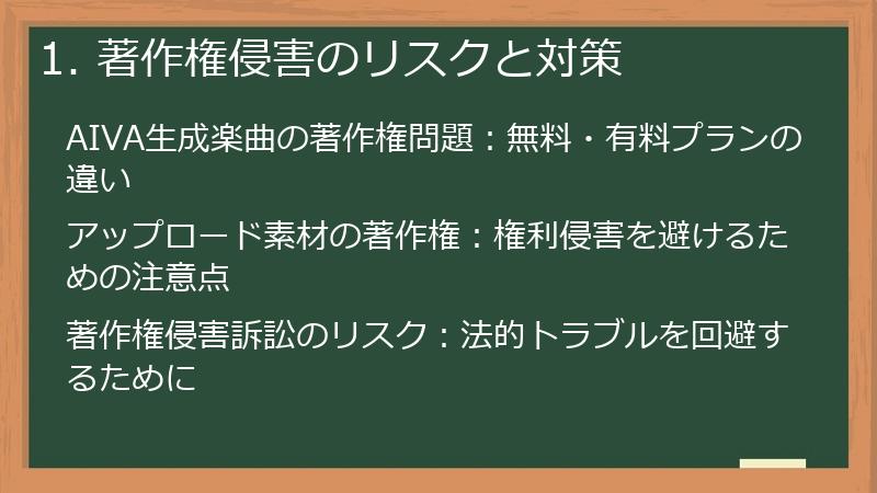 1. 著作権侵害のリスクと対策