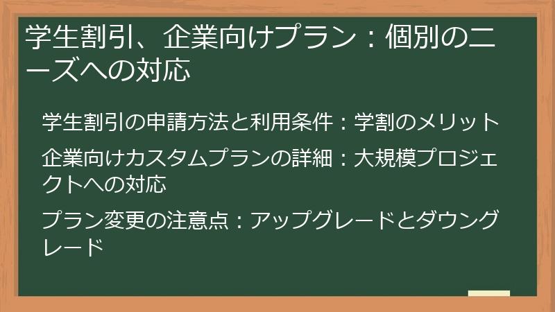 学生割引、企業向けプラン:個別のニーズへの対応