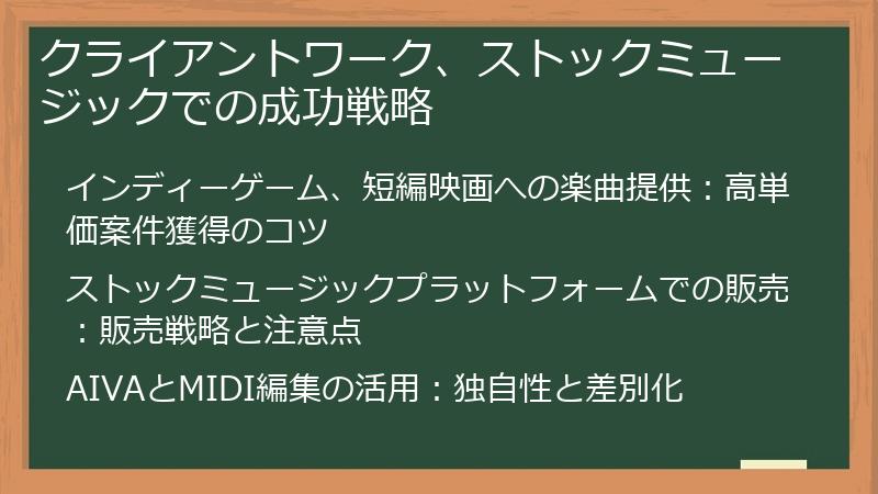 クライアントワーク、ストックミュージックでの成功戦略