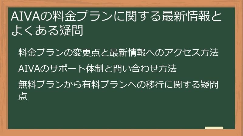 AIVAの料金プランに関する最新情報とよくある疑問