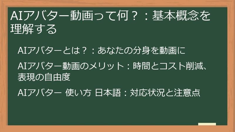 AIアバター動画って何?:基本概念を理解する