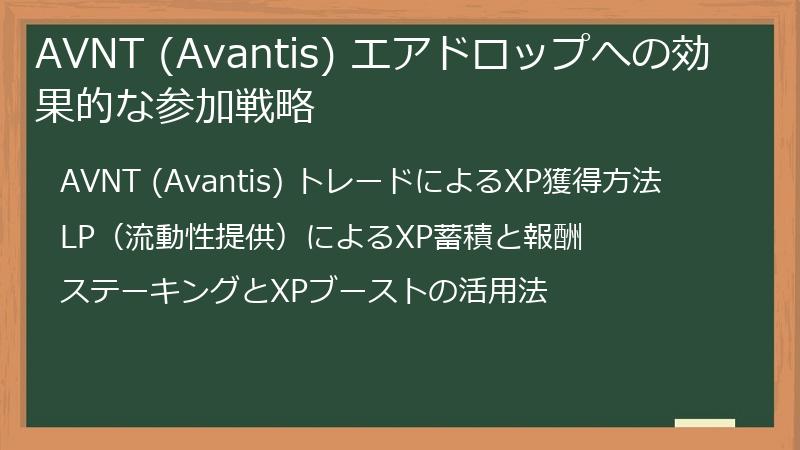 AVNT (Avantis) エアドロップへの効果的な参加戦略