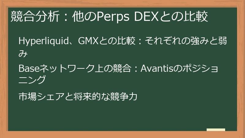 競合分析:他のPerps DEXとの比較