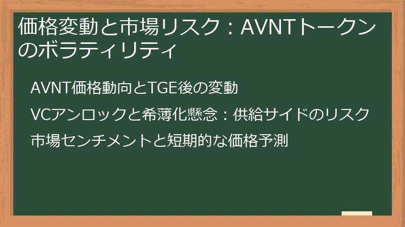 価格変動と市場リスク:AVNTトークンのボラティリティ