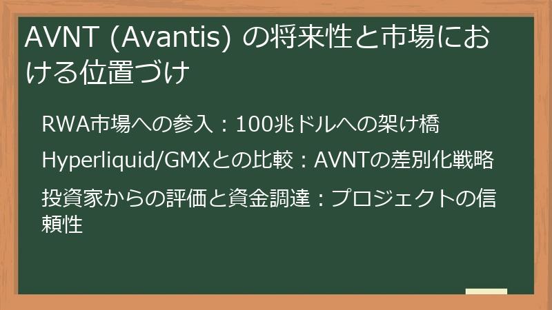 AVNT (Avantis) の将来性と市場における位置づけ
