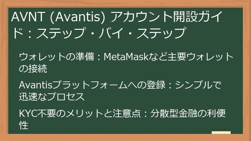 AVNT (Avantis) アカウント開設ガイド：ステップ・バイ・ステップ