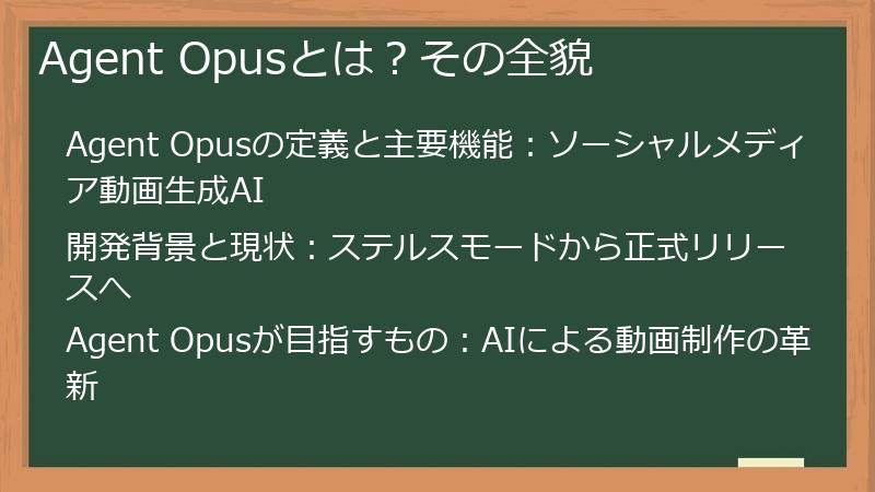 Agent Opusとは?その全貌