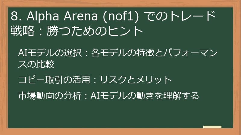 8. Alpha Arena (nof1) でのトレード戦略：勝つためのヒント