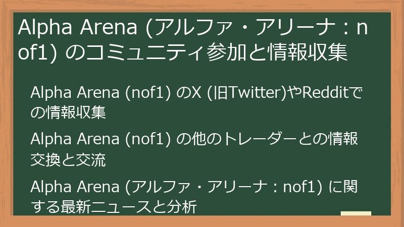 Alpha Arena (アルファ・アリーナ：nof1) のコミュニティ参加と情報収集