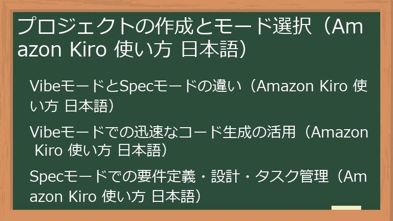 プロジェクトの作成とモード選択(Amazon Kiro 使い方 日本語)