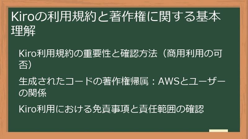 Kiroの利用規約と著作権に関する基本理解