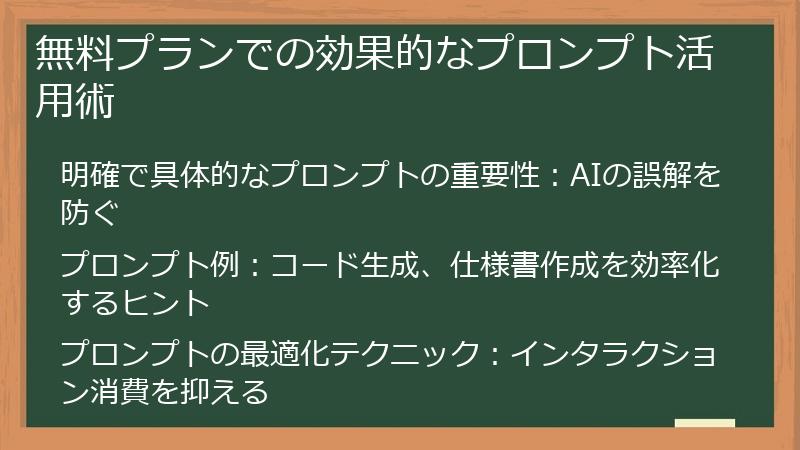 無料プランでの効果的なプロンプト活用術
