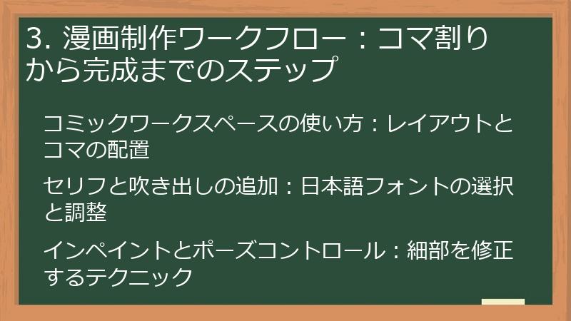 3. 漫画制作ワークフロー:コマ割りから完成までのステップ