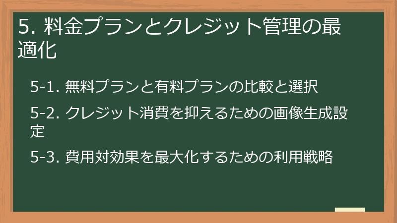 5. 料金プランとクレジット管理の最適化