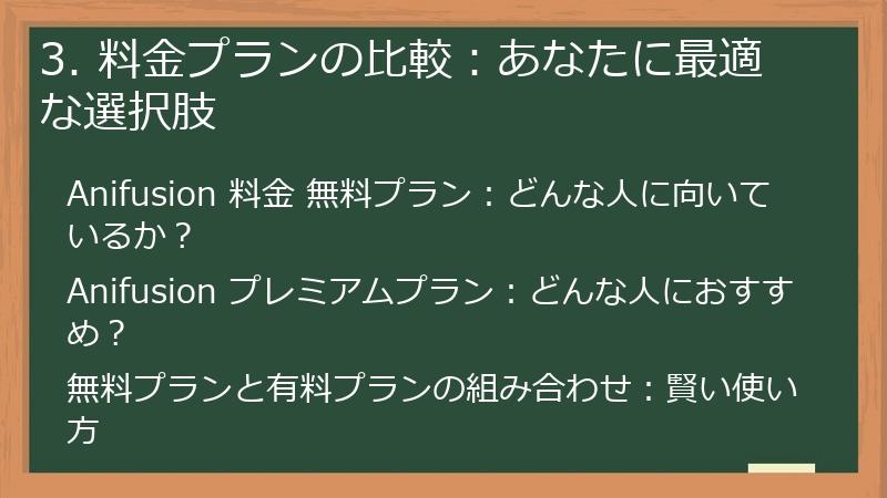 3. 料金プランの比較:あなたに最適な選択肢
