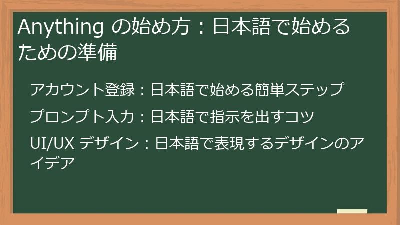 Anything の始め方:日本語で始めるための準備