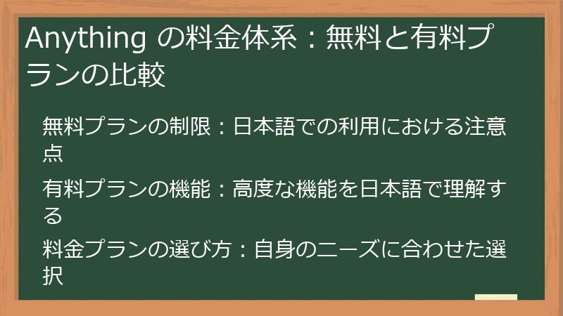 Anything の料金体系:無料と有料プランの比較