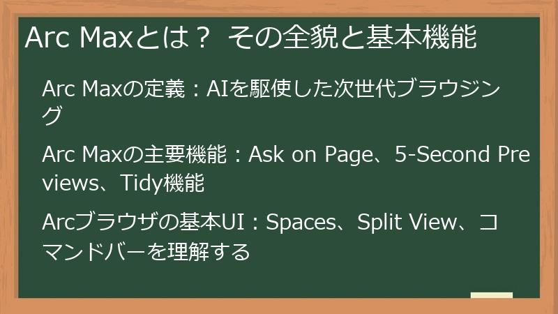 Arc Maxとは？ その全貌と基本機能