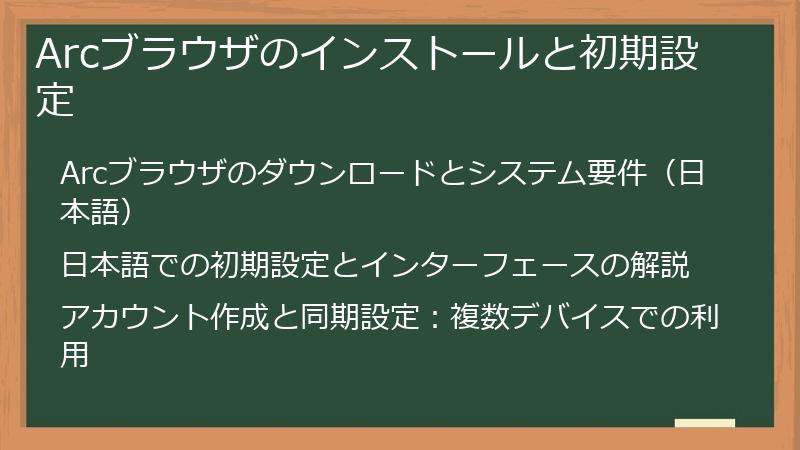 Arcブラウザのインストールと初期設定