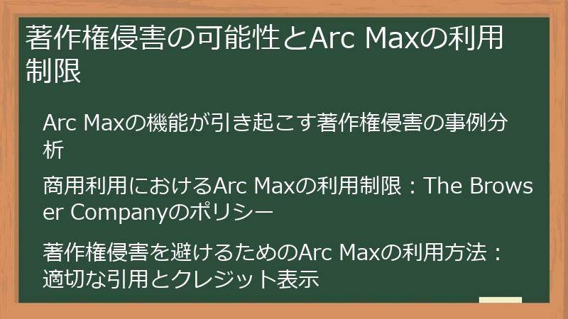 著作権侵害の可能性とArc Maxの利用制限