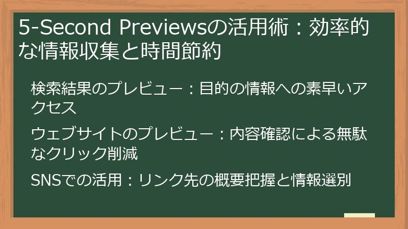 5-Second Previewsの活用術:効率的な情報収集と時間節約