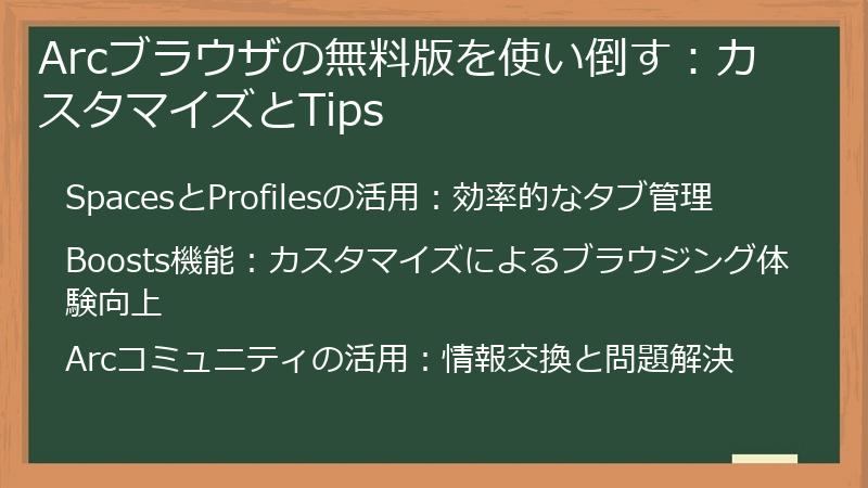 Arcブラウザの無料版を使い倒す:カスタマイズとTips