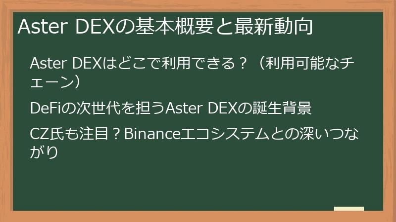 Aster DEXの基本概要と最新動向