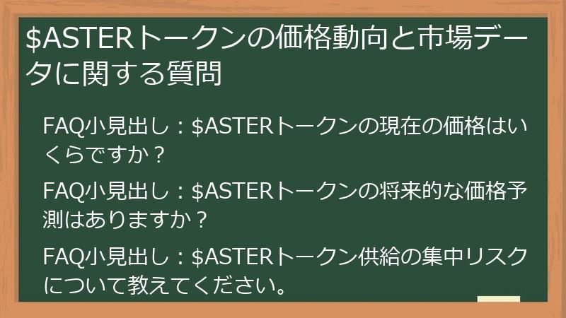 $ASTERトークンの価格動向と市場データに関する質問
