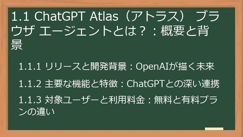 1.1 ChatGPT Atlas（アトラス） ブラウザ エージェントとは？：概要と背景