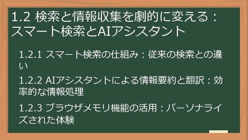 1.2 検索と情報収集を劇的に変える：スマート検索とAIアシスタント