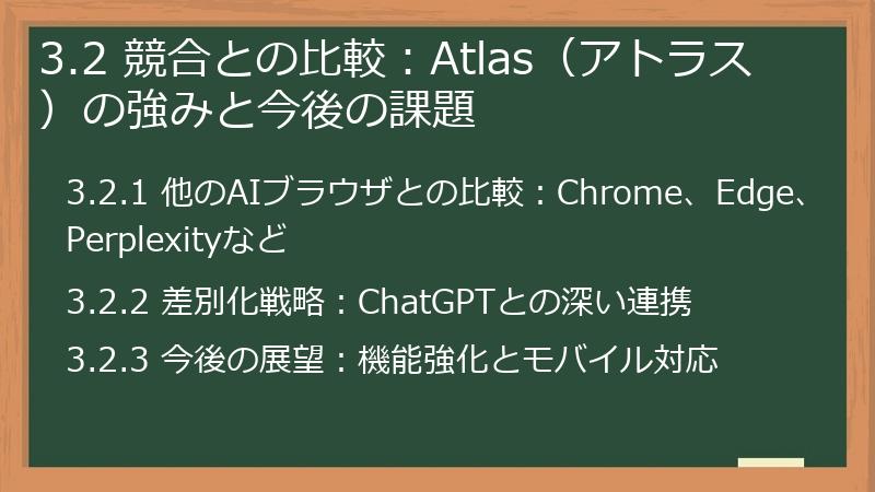 3.2 競合との比較：Atlas（アトラス）の強みと今後の課題