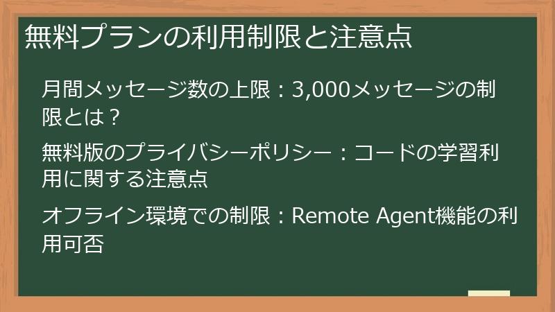 無料プランの利用制限と注意点