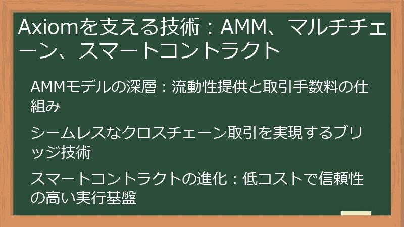 Axiomを支える技術：AMM、マルチチェーン、スマートコントラクト