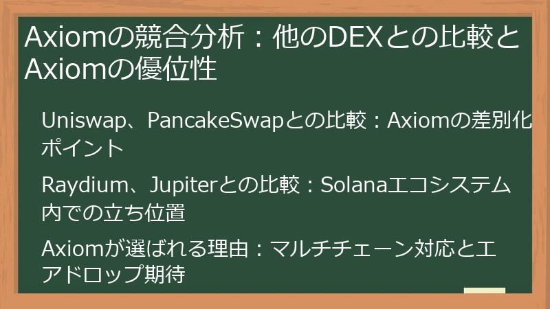 Axiomの競合分析：他のDEXとの比較とAxiomの優位性