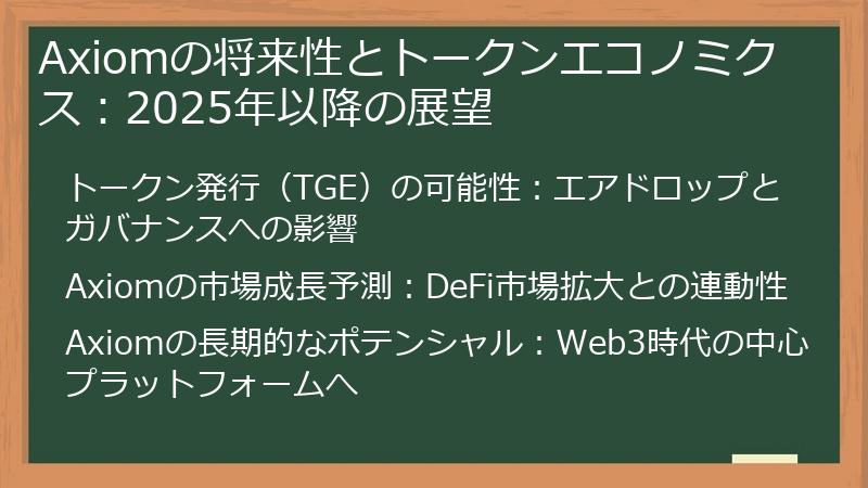 Axiomの将来性とトークンエコノミクス：2025年以降の展望