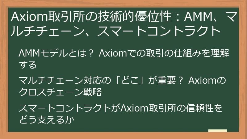 Axiom取引所の技術的優位性：AMM、マルチチェーン、スマートコントラクト