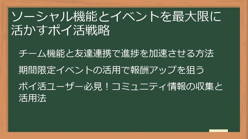 ソーシャル機能とイベントを最大限に活かすポイ活戦略