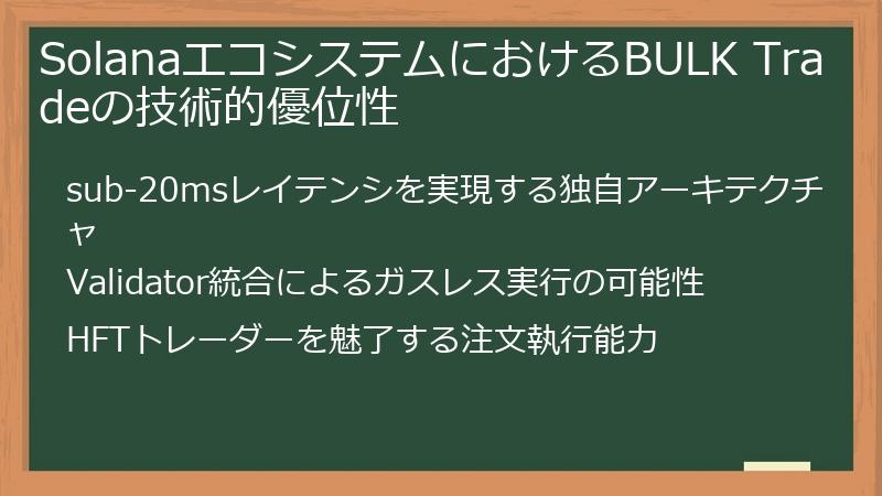 SolanaエコシステムにおけるBULK Tradeの技術的優位性