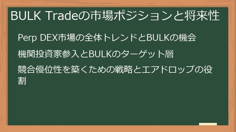 BULK Tradeの市場ポジションと将来性