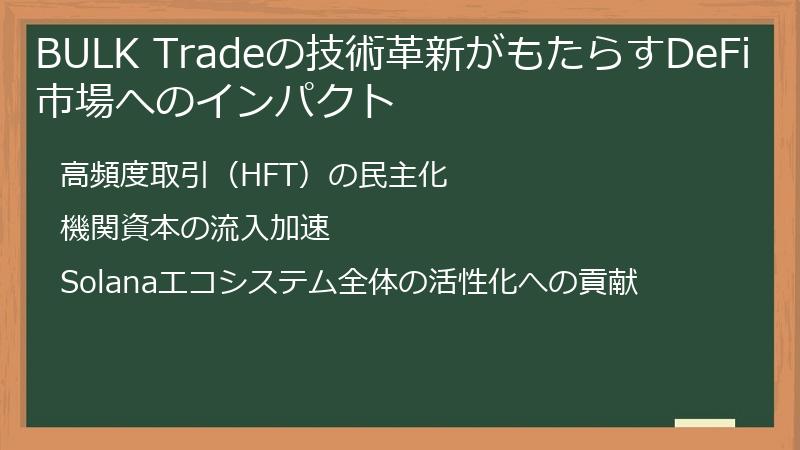 BULK Tradeの技術革新がもたらすDeFi市場へのインパクト